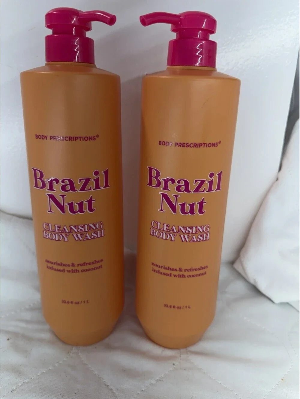 2 Pack Body Prescriptions Brazil Nut Cleansing Body Wash 33.8oz + Spa Gift Set